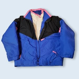 80s 90s Streetwear Skater Blue Black Pink Ski Jacket Bomber